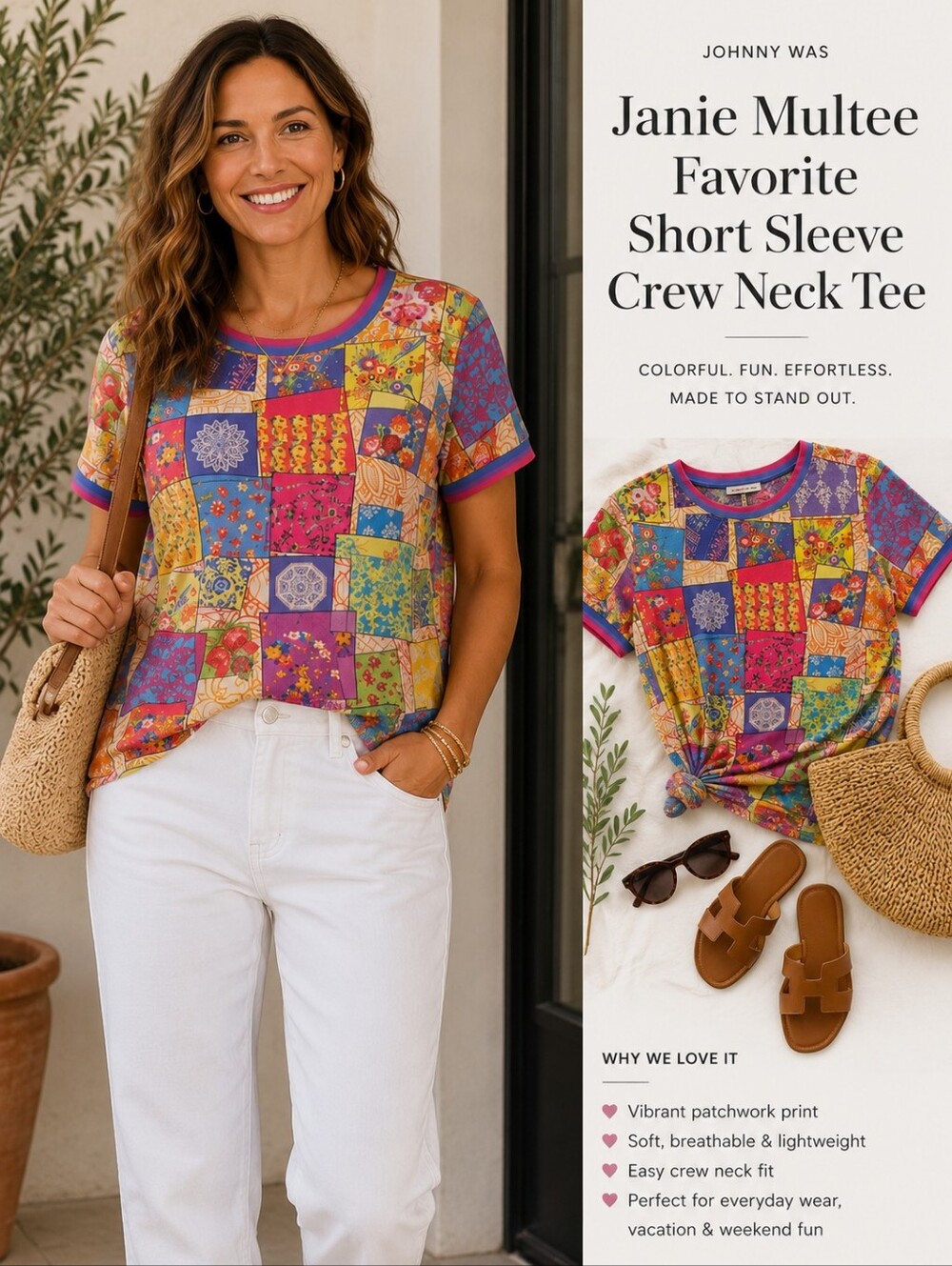 Johnny Was Janie Multee Favorite Short Slevee Crew Neck Tee